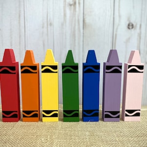 Wood Crayons - Back to School Tiered Tray - Classroom Decor - Rainbow Crayon Art Craft Shelf Sitter