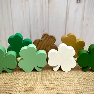 Small Wood Shamrocks - Small Chunky Wood Clover - St Patricks Tiered Tray - Shamrock Bowl Filler - Three Leaf Clover Decor