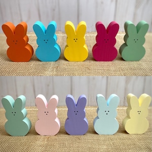 Wood Peeps - Easter Bunny Peeps - Wooden Peep Bunnies - Pastel Peeps - Bright Peeps - Easter Tiered Tray - Spring Decor