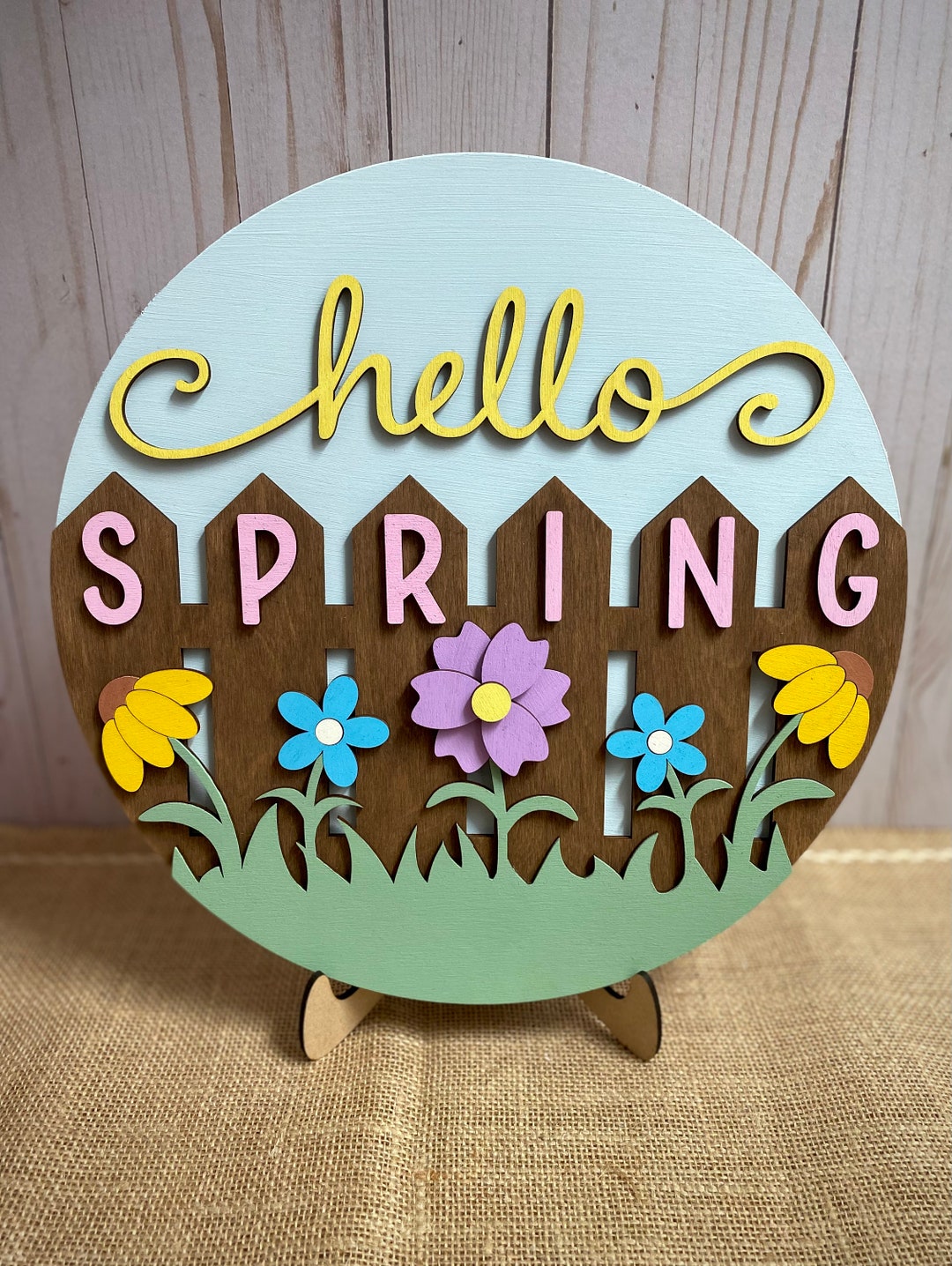 7 Pcs Summer Decor Wooden Hello Summer Sign Table Decorations For Home Wooden Blocks Rustic Wood Block Sign Tiered Tray Decor Home Party Decoration