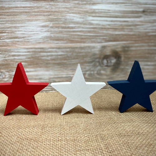 Set Of 3 Wood Stars Patriotic Decor Summer Decor Americana Etsy