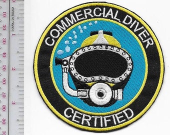 Hard Hat Diving Commercial Diver Certified Qualification International Patch sm 3.75in