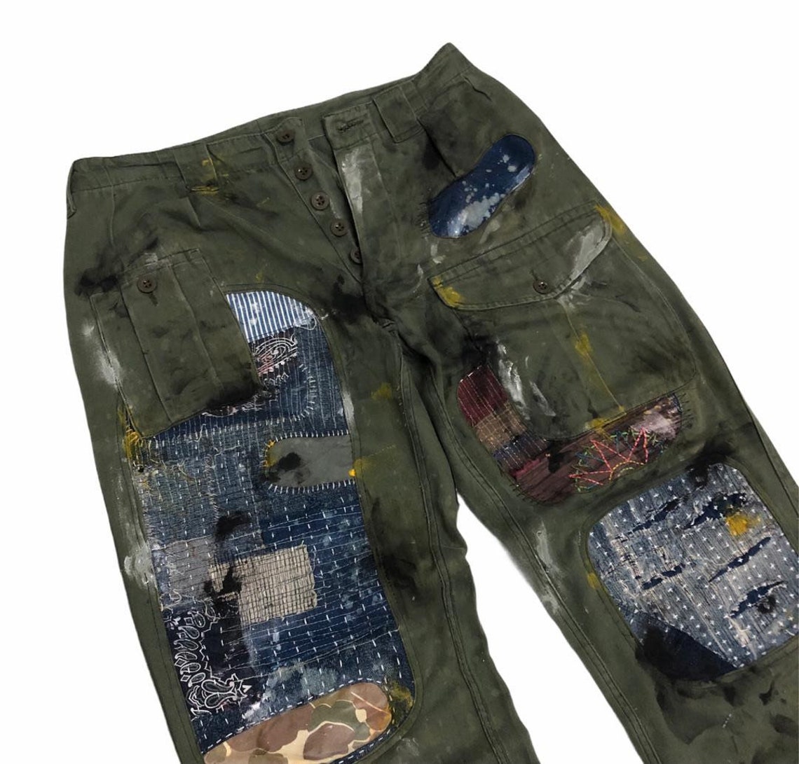 Heereseigentum Japanese Brand Patigue Patchwork Pants | Etsy
