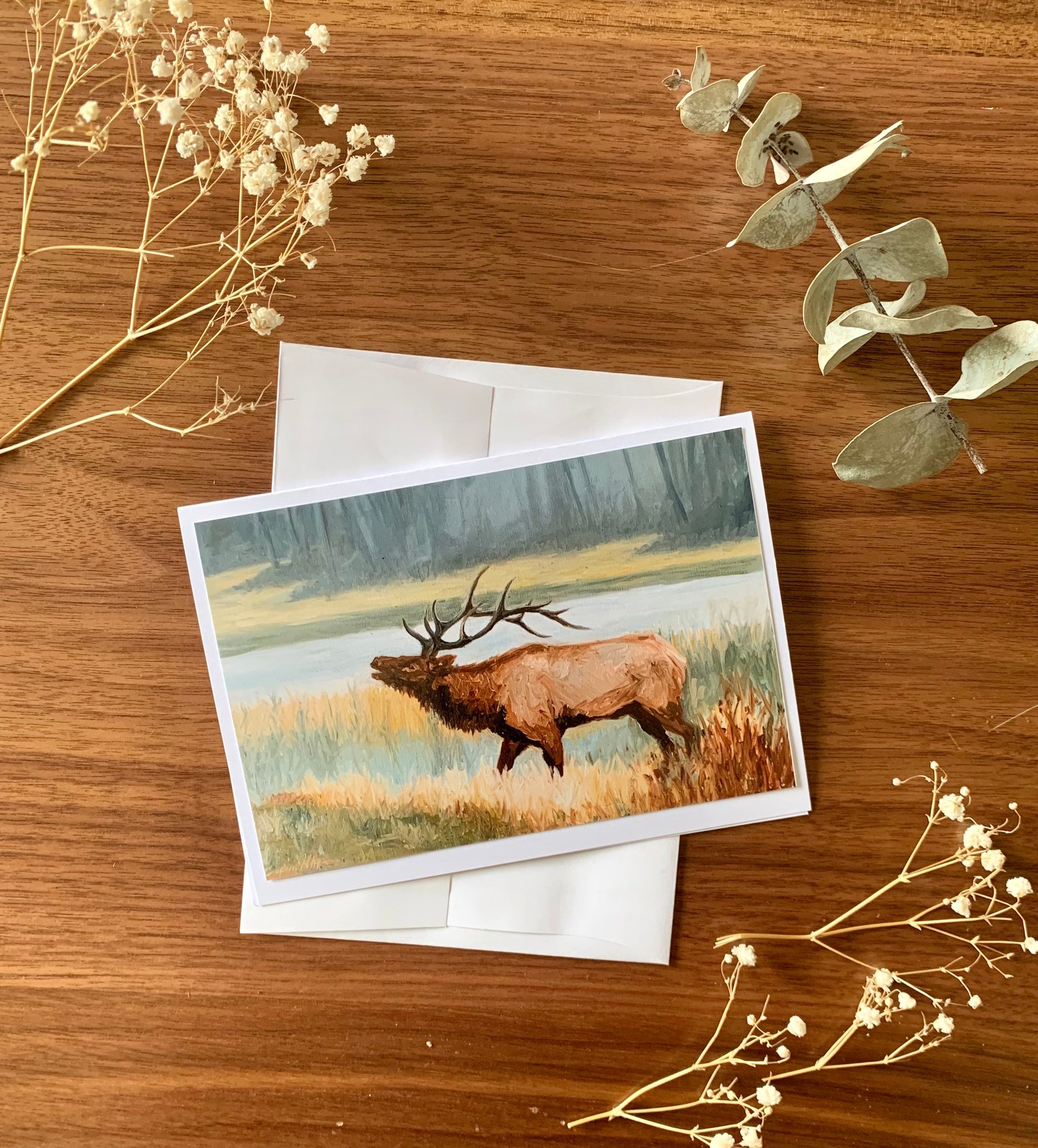 Elk Painting Print Greeting Card Etsy