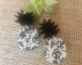 Boucles d’oreilles en cuir ananas, superposition de liège, cuir authentique, printemps, fête des mères, cadeaux pour elle