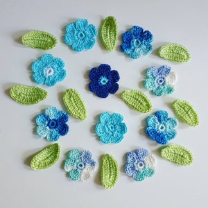 Ensemble de 10 fleurs au crochet pour ne pas m'oublier | Fourniture Scrapbooking | Fourniture de décoration en tissu