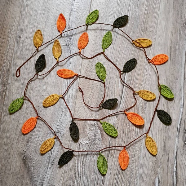 Fall Leaves Crochet Bunting | Autumn Leaves Handmade Garland for Home Decoration