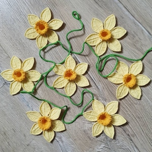 Crochet Daffodils Garland | Handmade Crochet Yellow Daffodils Bunting