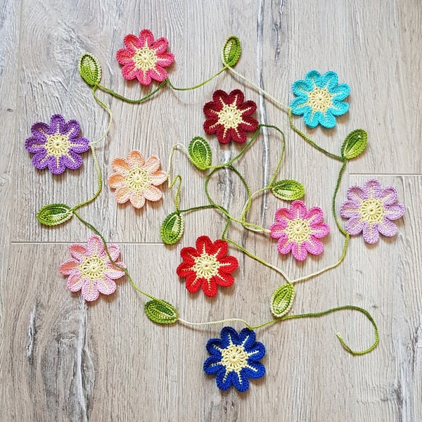 Banderoles de fleurs au crochet | Guirlande de fleurs