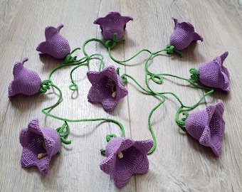Campanula Crochet Garland | Bellflower Handmade Cotton Bunting