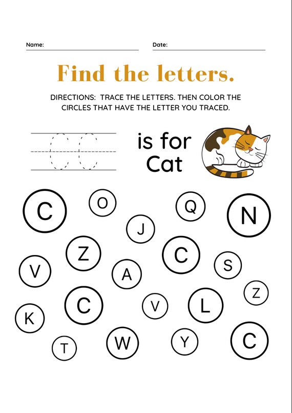 printable alphabet worksheets kindergarten pdf files instant etsy