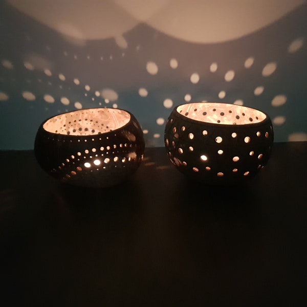 Coconut Shell Candle Holder, Coconut Shell Tealight Holder, Coconut Bowls, Decorative Lantern, Eco Friendly Gifts