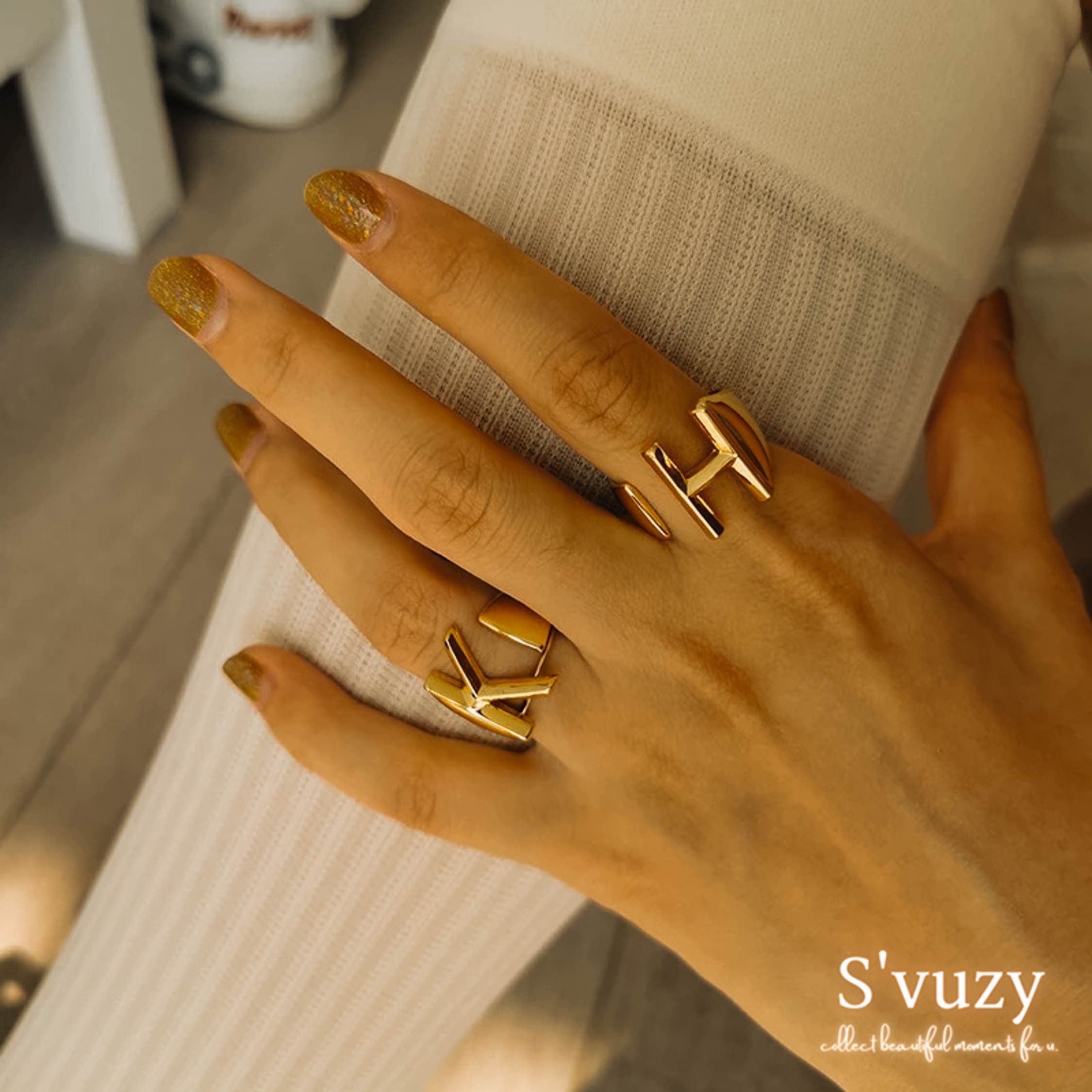 Dress Choice Initial Letter Ring Gold Metal Letter Rings For Women Chunky  Open Adjustable Ring Bold A-Z Alphabet Personalized Jewelry Rings  Anniversary Gift For Girls 