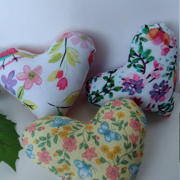 Spring Flower Hearts | Cottagecore | Lavender Flower Heart Pillows | Floral Print Pillows | Hearts of Love | Flower Mini Pillows | Sachet