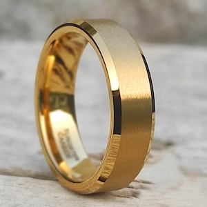 Yellow Gold Tungsten Wedding Ring for Mens, Yellow Gold Tungsten Ring, Anniversary Ring, Tungsten Wedding Band, Engagement Ring.