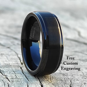 8mm wolfraam ring, mannen wolfraam trouwring, mannen zwart geborsteld band, zwarte wolfraam ring, wolfraam, wolfraam band, gepersonaliseerde