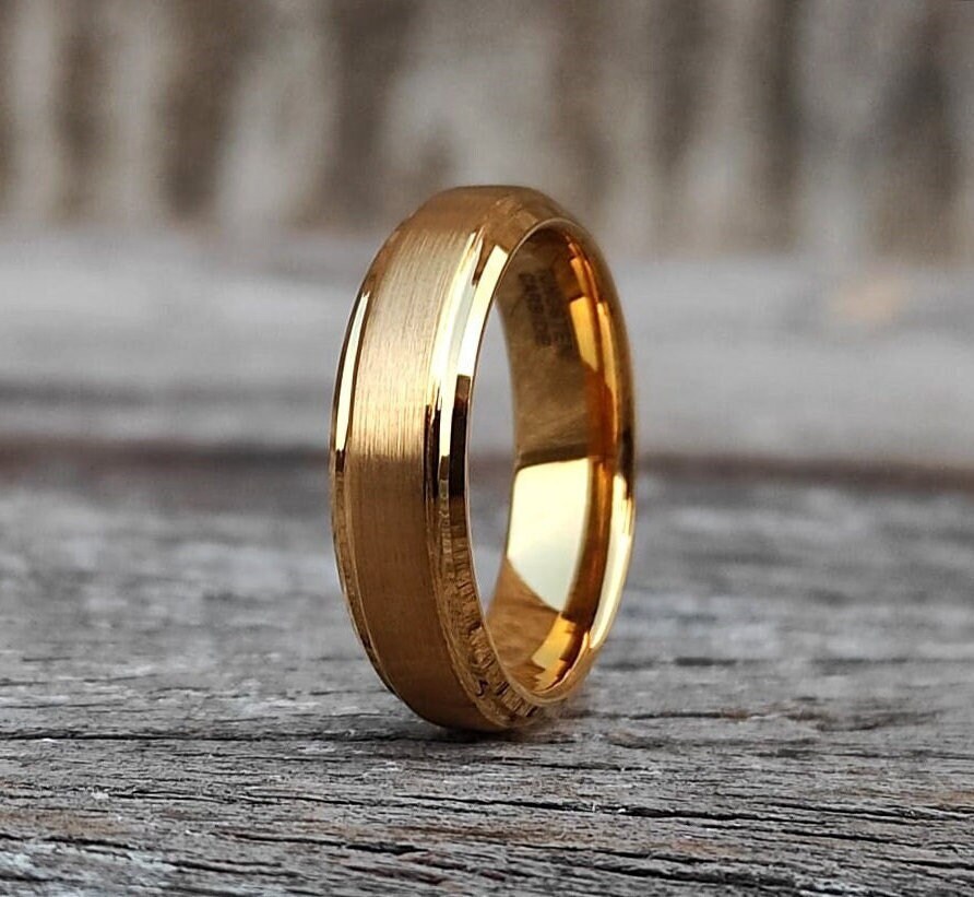 Ginger Lyne Collection 6mm Tungsten Steel “One Ring” Wedding Band – Gold Plated Lord Of The Rings Inspired