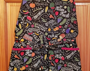Handmade Kitchen Apron, 100% Cotton Kitchen Apron With Two Large Pockets, Apron With An Adjustable Neck Strap, Three Designs, Gift For Mom