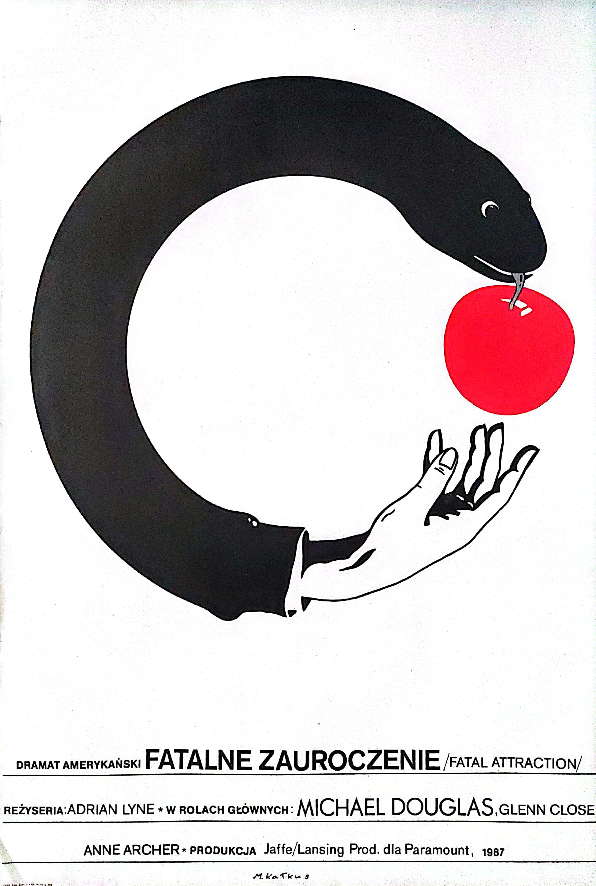 Original 1988 Polish Movie Poster Fatal Attraction Glenn Close 