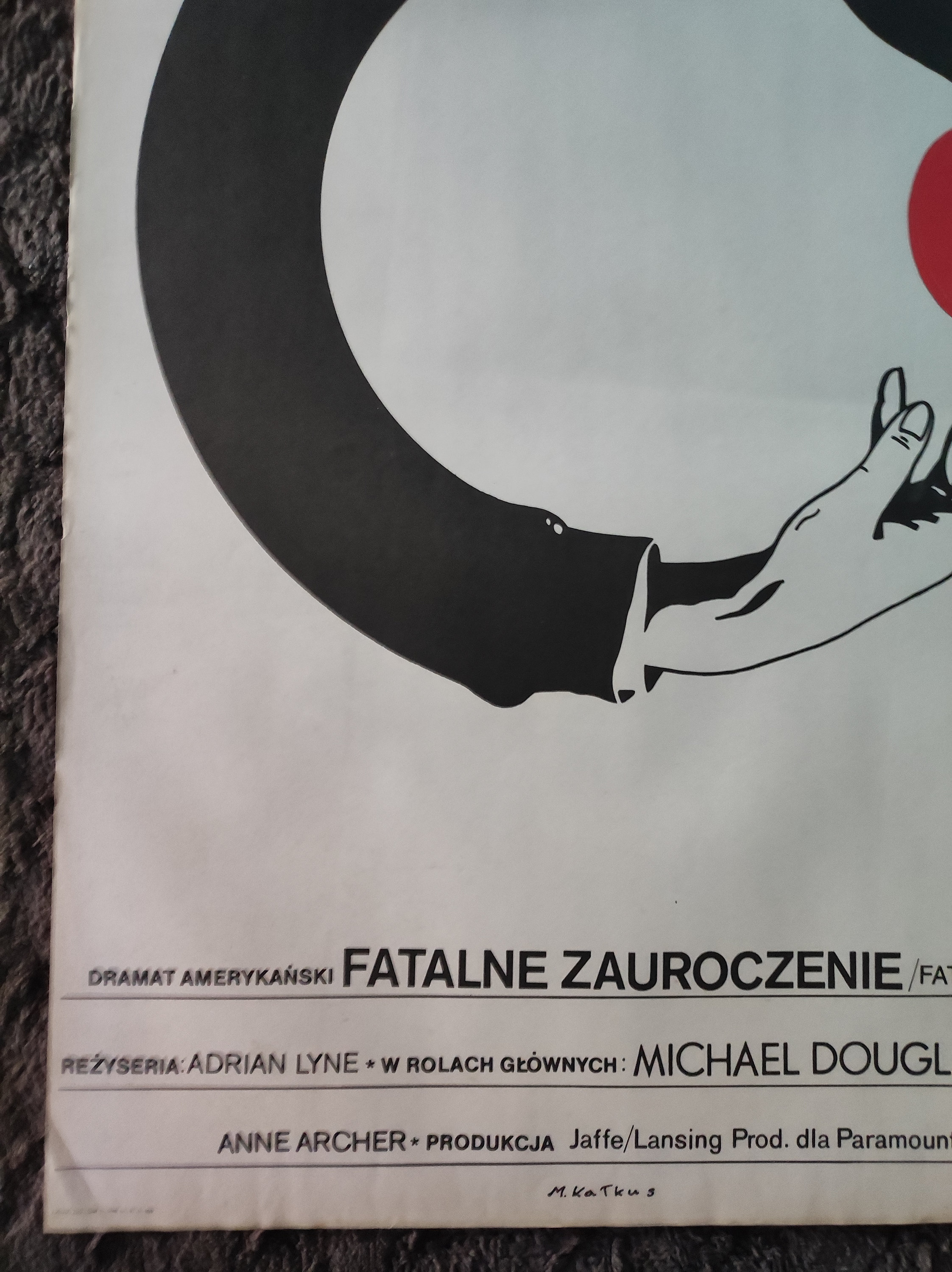 Original 1988 Polish Movie Poster Fatal Attraction Glenn Close
