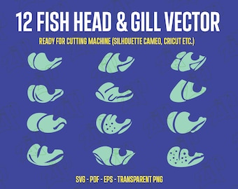 Fishing Lure Heads and Gills vector, svg, eps, png, pdf Bundle, Fish Lure Head, Fish lure fill, Cricut, Silhouette Cut