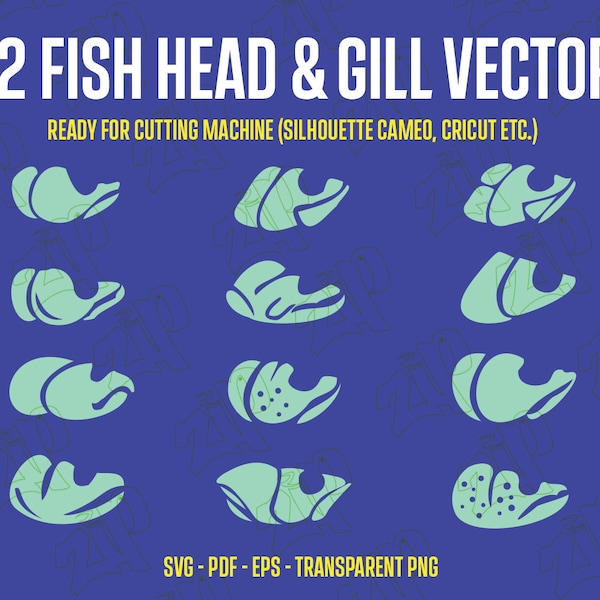 Fishing Lure Heads and Gills vector, svg, eps, png, pdf Bundle, Fish Lure Head, Fish lure fill, Cricut, Silhouette Cut