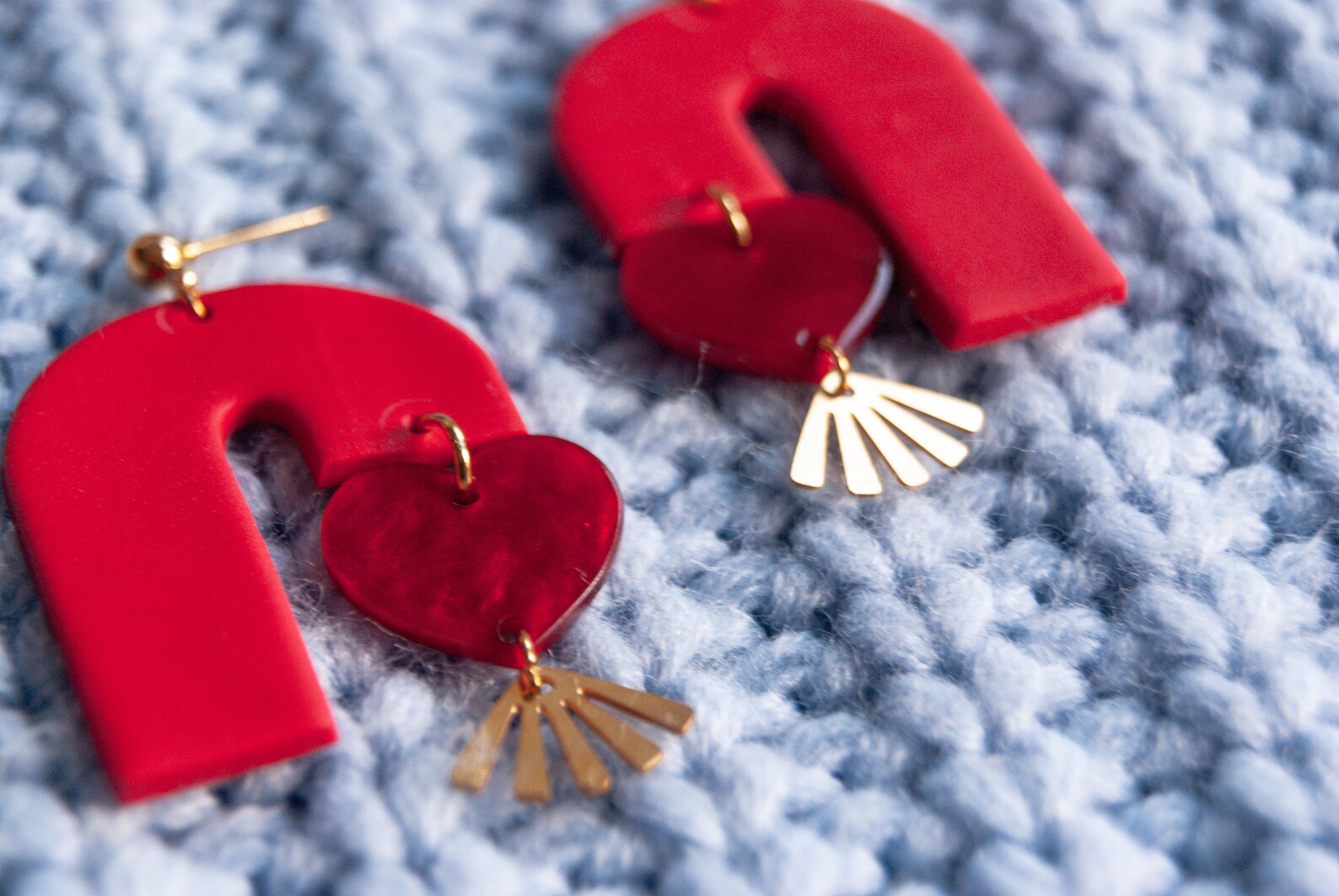 Valentines Day earrings polymer clay earrings gift for Etsy