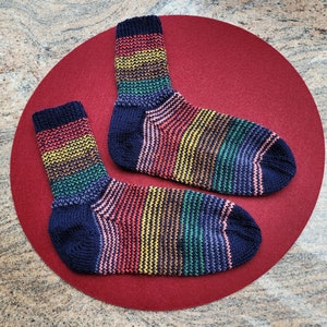 Hand-knitted socks size 26/27, 28/29, 30/31, 32/33, 34/35 36/37 blue colorful stripes 36/37