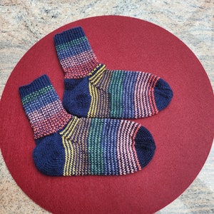 Hand-knitted socks size 26/27, 28/29, 30/31, 32/33, 34/35 36/37 blue colorful stripes image 5