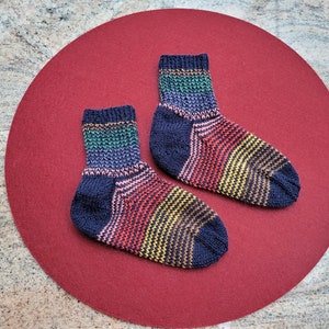 Hand-knitted socks size 26/27, 28/29, 30/31, 32/33, 34/35 36/37 blue colorful stripes 28/29