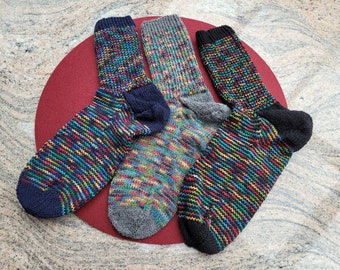 Hand-knitted socks - size 42/43 - foot length 27.5 cm - sock wool - handmade - knitted - colorful striped socks -