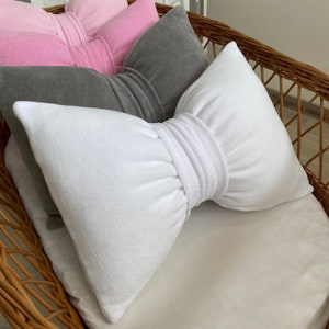 Oreiller avec noeud blanc : oreiller décoratif coquette en coton