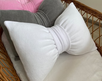 White Bow Pillow: Cotton Coquette Accent Pillow