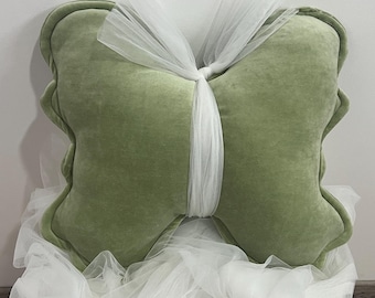 Butterfly Pillow: Olive Velour Nursery Decor