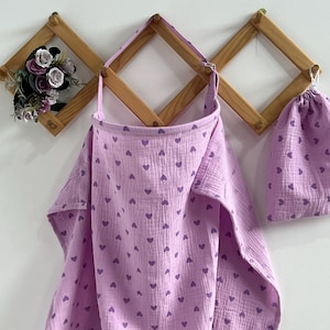 パープルハートのモスリン モスリン授乳カバー、妊娠ギフト、授乳ショールエプロン、授乳エプロン モスリンギフト