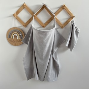 Gray Velour Nursing Cover: Breastfeeding Apron, Pregnancy Gift