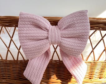 Knitted Cotton Nursery Bow, Crib Decor, Baby Shower Gift