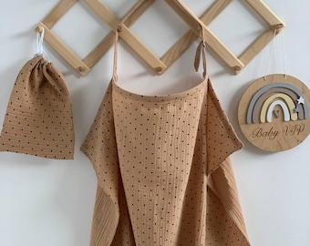 Delantal de lactancia de muselina beige: Funda de lactancia ajustable