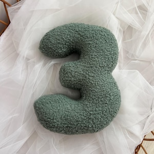 Almohada de números, almohada de tela bouclé con números acogedores - Decoración del hogar artesanal, decoración navideña, números de tela