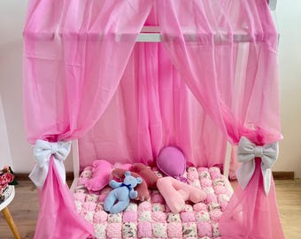 Pink Chiffon Bed Canopy: Kids Room Decoration