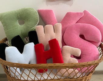 Velour Letter Pillow: Custom Initial Cushion, Nursery Decor