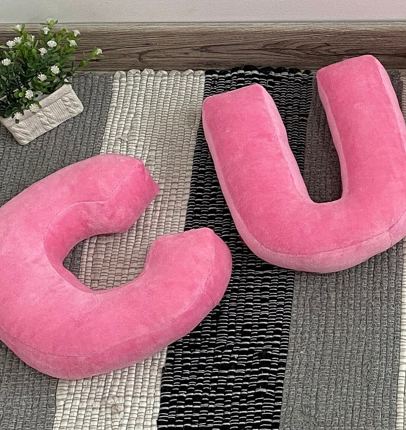 Set Velour Letter Pillow: Custom Monogram, Bedroom Decor - Etsy