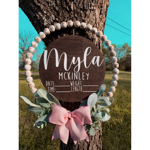Hospital Door Hanger Girl Nursery Name Sign Baby Girl Birth Etsy