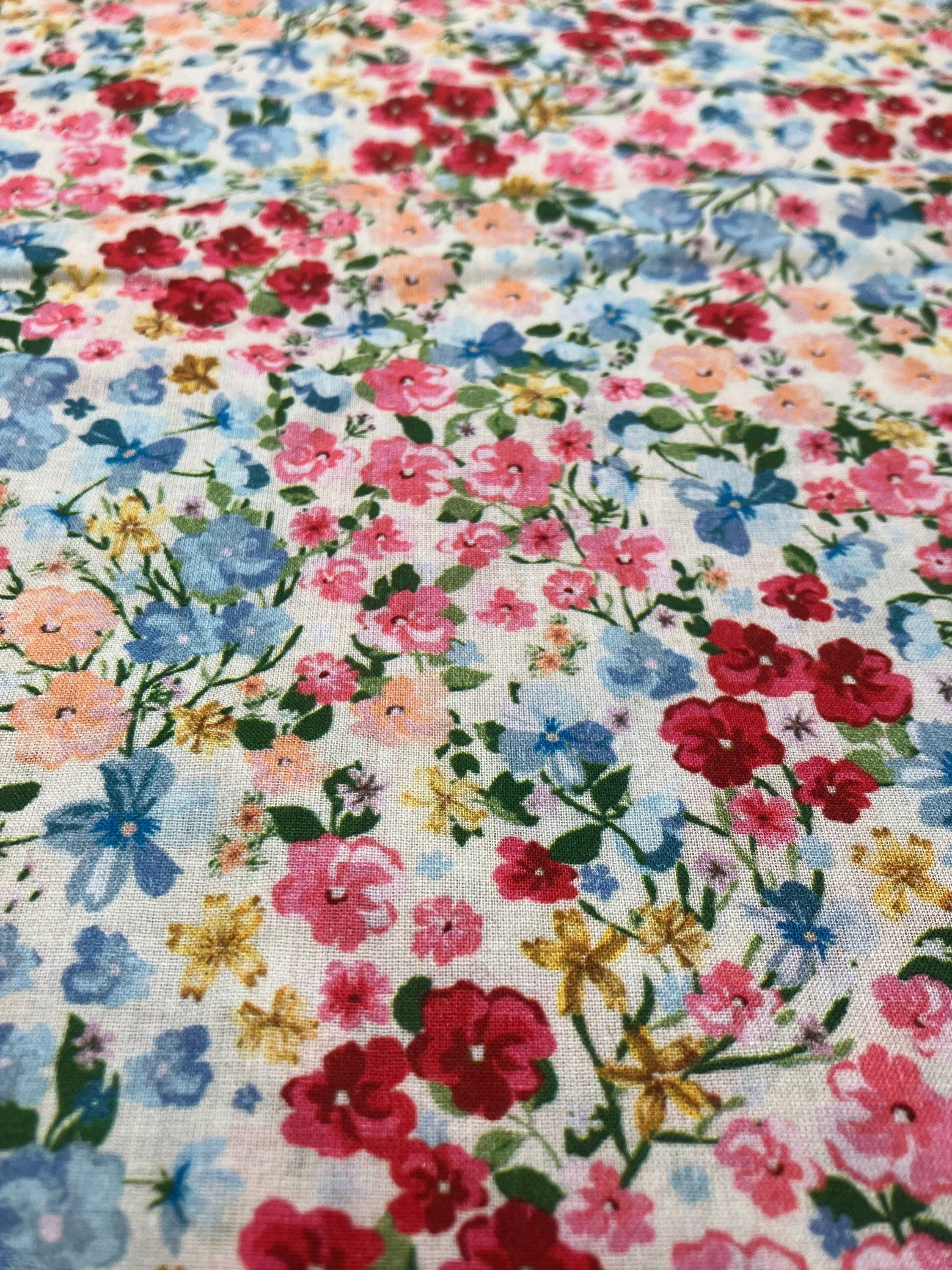 Delicate Floral Cotton Fabric - Etsy