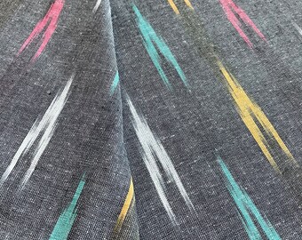 Grey pure cotton Ikat fabric