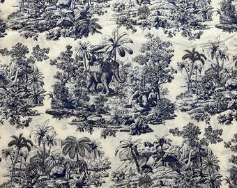 Toile De Jouy Blue Cotton Fabric