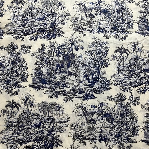 Toile De Jouy Blue Cotton Fabric