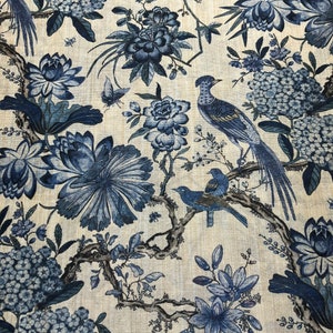 Blue Birds Poly Silk Fabric