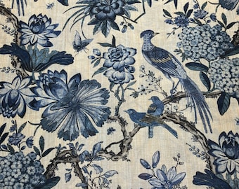 Blue Birds Poly Silk Fabric