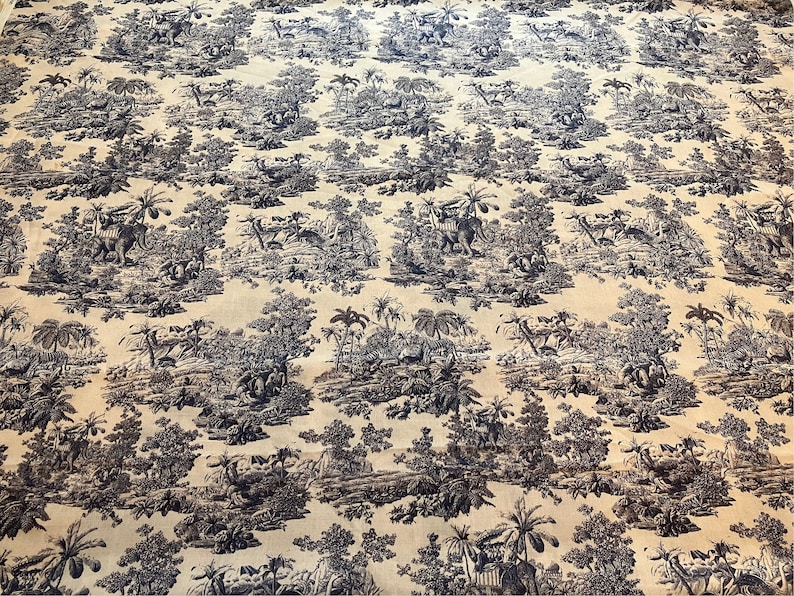 Blue Indian Toile De Jouy Fabric image 3